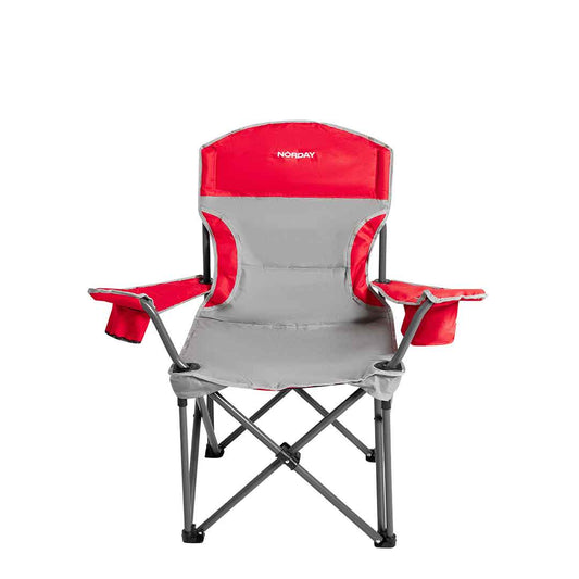 Silla Gris Roja Norday Plegable con Hielera – Resistente, ligera y con portavaso