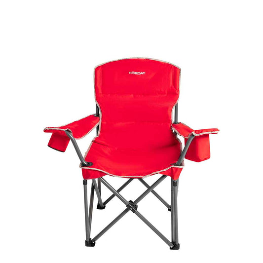 Silla Norday Roja Plegable con Hielera – Resistente, ligera y con portavaso