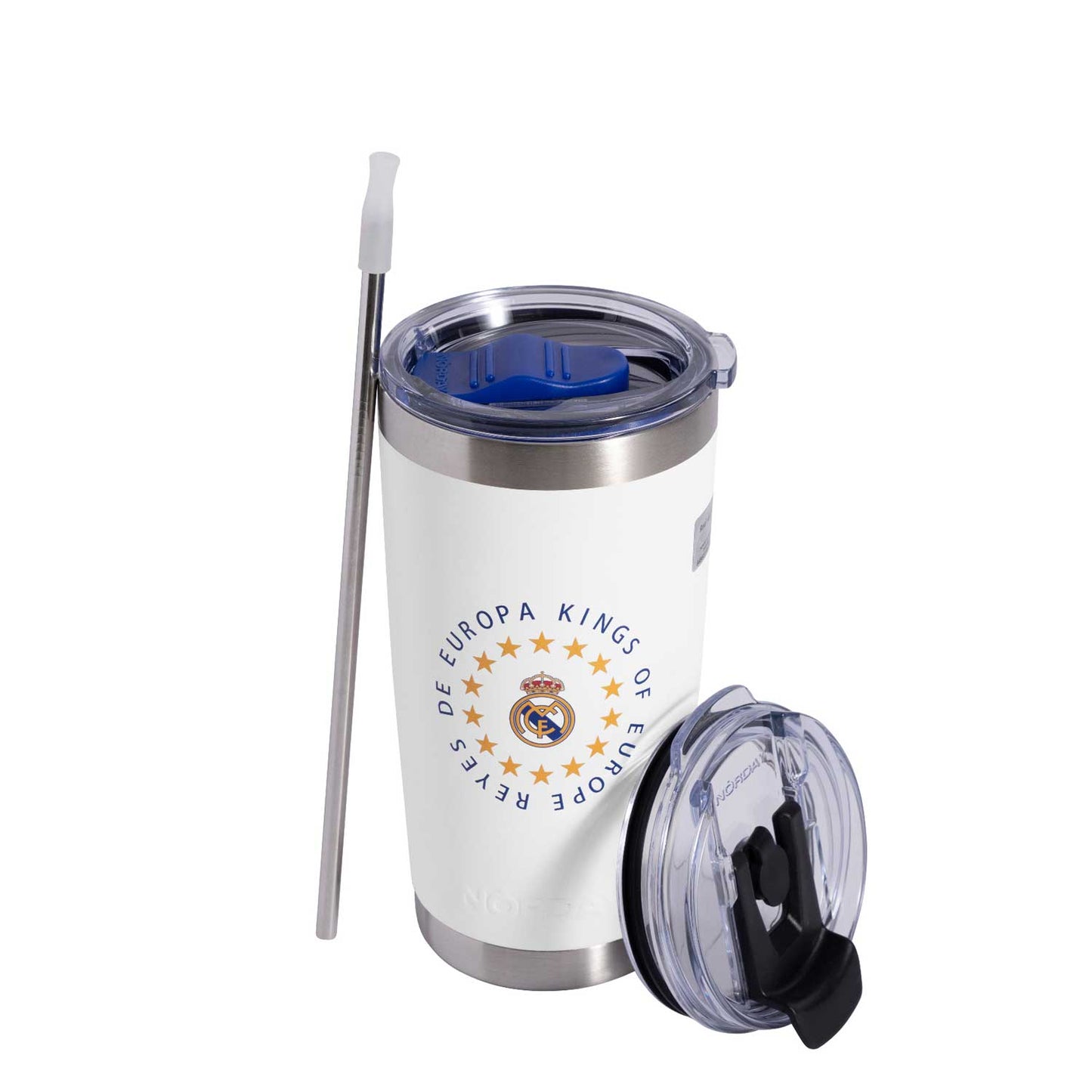 Norday Termo Tumbler Real Madrid Kings 20oz White - Vaso térmico de acero inoxidable