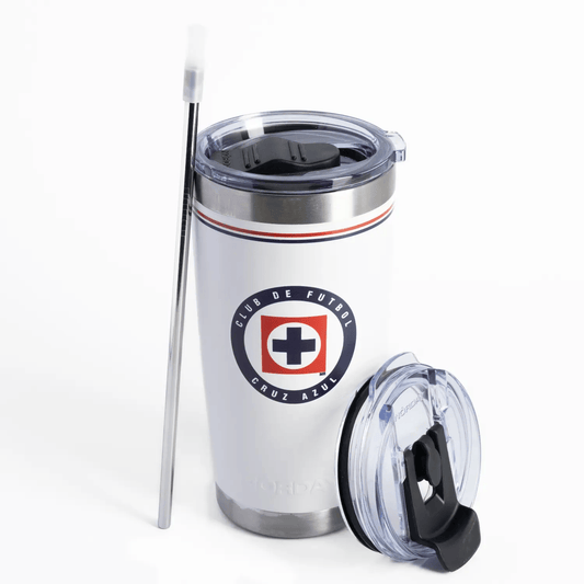 Norday Termo Tumbler Cruz Azul Blanco 20oz - Vaso térmico de acero inoxidable
