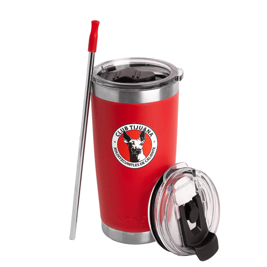Norday Termo Tumbler Xolos Rojo 20oz - Vaso térmico de acero inoxidable