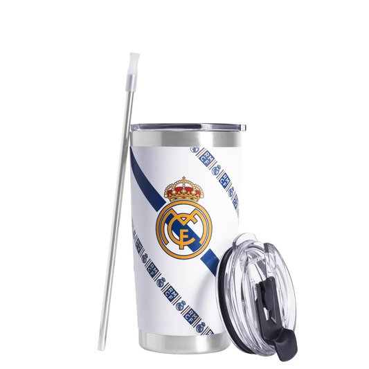 Norday Termo Tumbler Real Madrid Azul 20oz - Vaso térmico de acero inoxidable