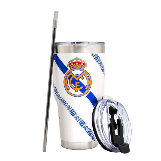 Norday Termo Tumbler Real Madrid Azul 30oz - Vaso térmico de acero inoxidable