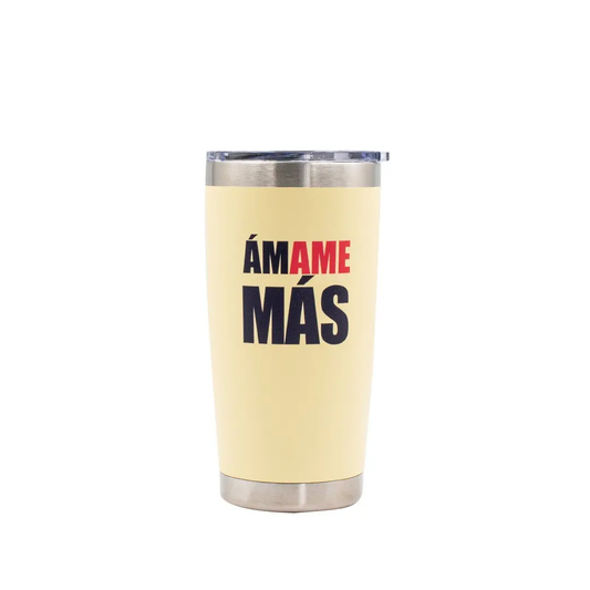 Norday Termo Tumbler América Amarillo Ámame Más 20oz - Vaso térmico de acero inoxidable