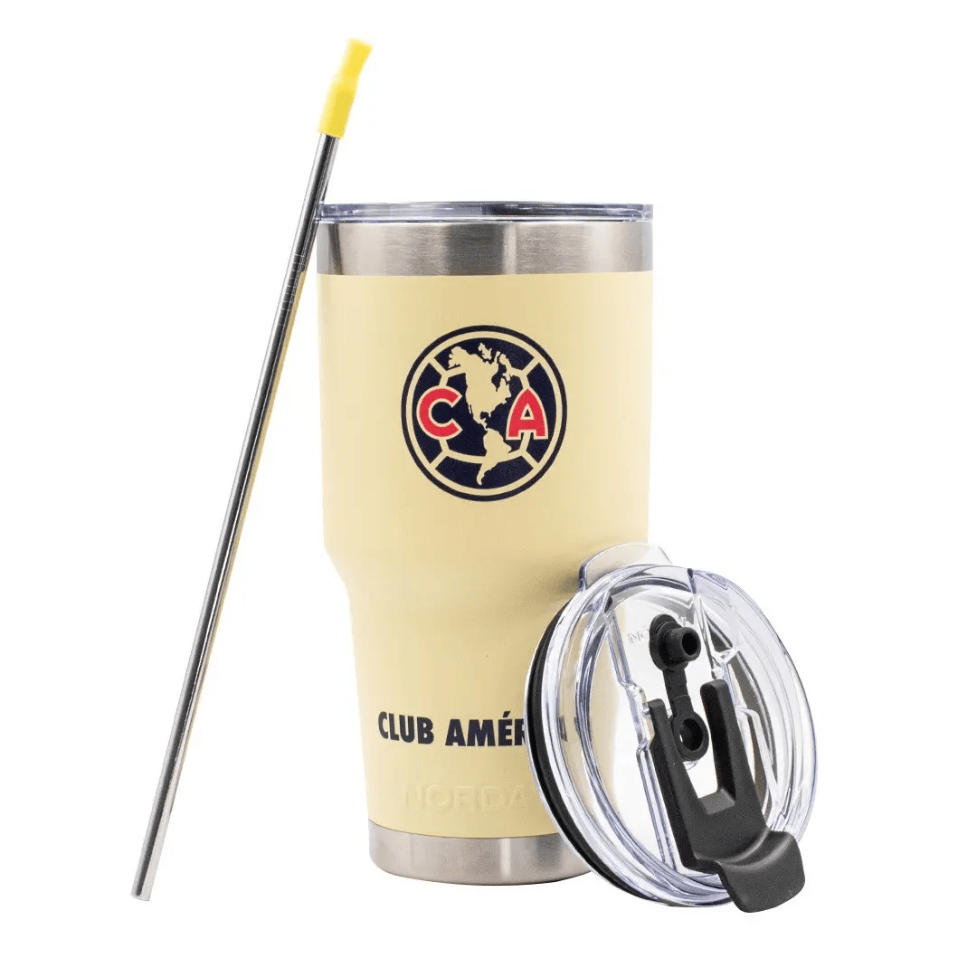 Norday Termo Tumbler América Amarillo Ámame Más 30oz - Vaso térmico de acero inoxidable