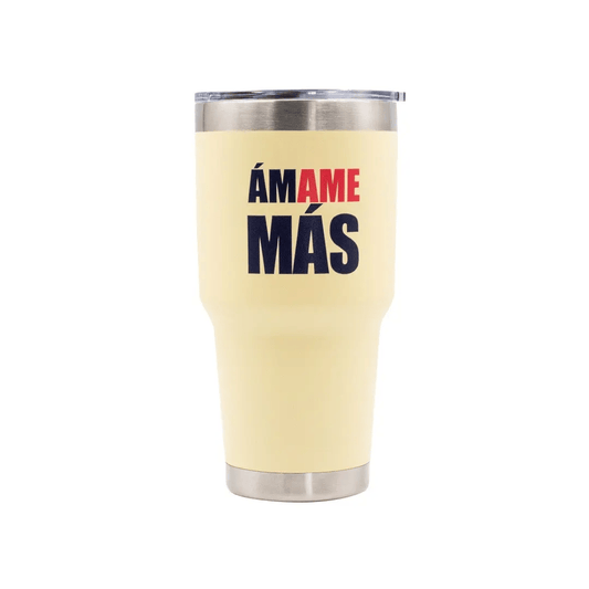 Norday Termo Tumbler América Amarillo Ámame Más 30oz - Vaso térmico de acero inoxidable